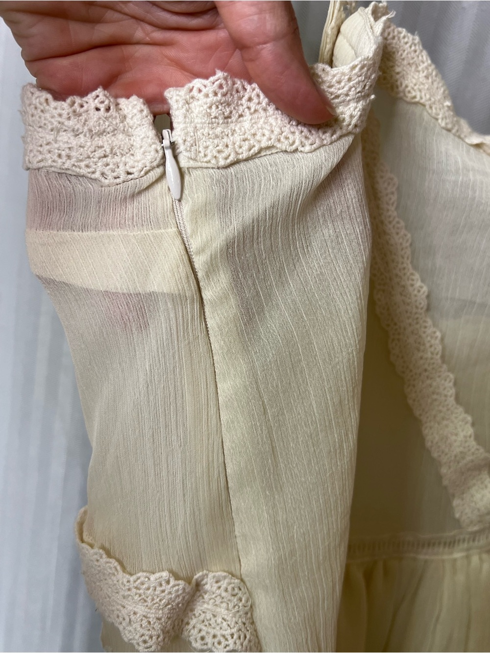 Free People Quiet Breeze Mini Dress in Cream featuring embroidery and ruffles L - Picture 4 of 14